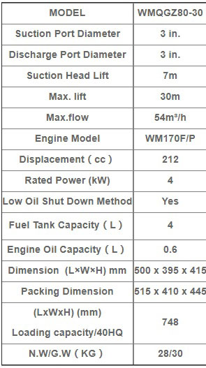 جدول-موتور-پمپ-بنزینی-ویما-سری-WMQGZ80-30